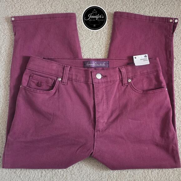 Gloria Vanderbilt NWT Magenta/Purple Amanda Denim Capri Pants Size 10 - Picture 2 of 8